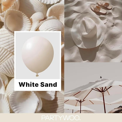 PartyWoo White Balloons 140pcs Sand Beige Cream Ivory Color 18 12 10 5 Inch | - Image 2
