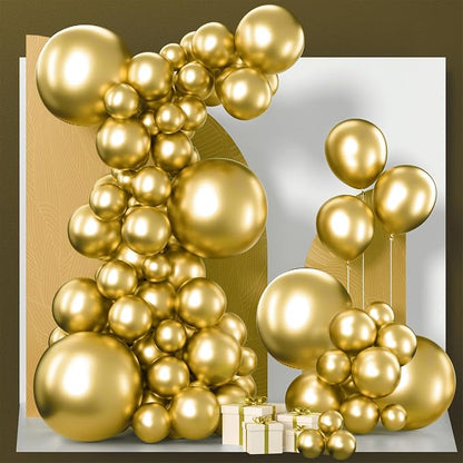 PartyWoo Gold Balloons 130pcs Different Sizes of 18 12 10 5 Inch | Balloons by PartyWoo