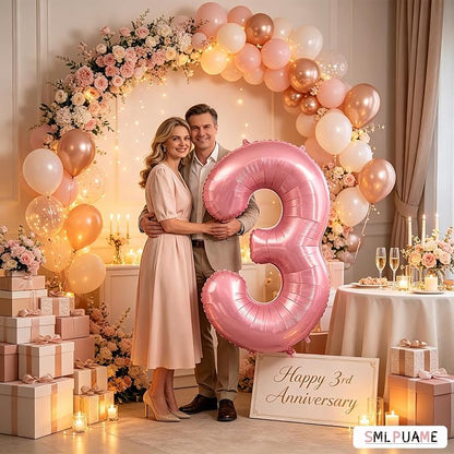Pastel Pink 4 Balloons, 40 Inch Large Light Pink Foil Number Balloons 0-10 - Image 3