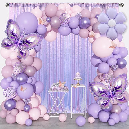 4×8FT-2PCS Mermaid Purple Sequin Backdrop Curtains Panels, Photography Backdrop - Image 2