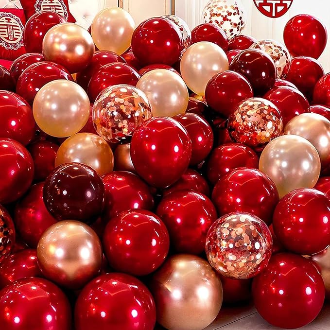 Voircoloria 130pcs Ruby Red Balloons Garland Arch Kit, 18 12 10 5 Inch | - Image 4