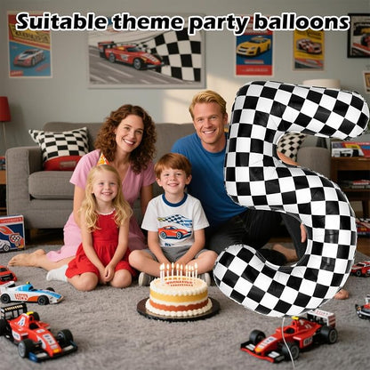 40 Inch Checkered 5 Balloons, Boys Girls Racing Car Track Theme Supplies - Image 4