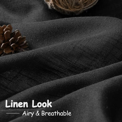 Black Linen Curtains 120 inch Extra Long - Image 3