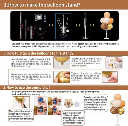 4 Sets Brown Balloons Stand for Table, Fall Party Decorations | Tan Sand White - Image 7