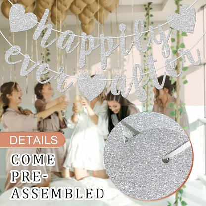 Happily Ever After Silver Glitter Bunting Banner, Engagement, Bridal Shower - Image 5