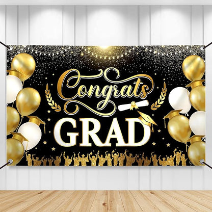 KatchOn Black and Gold Graduation Decorations 2026 Graduation Banner by KatchOn