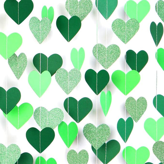 Green Party-Decorations Heart Paper-Garland Streamers-Banner - 52Ft St Patricks by OURUOLA