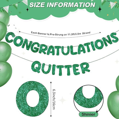 Fulmoon Pre Strung Congratulations Quitter Glitter Banner Funny Retirement - Image 2