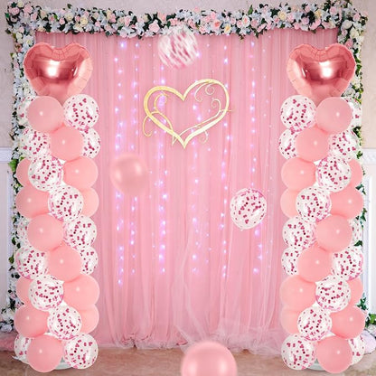 Realspring 2 Sets Wedding Pink and Rose Gold Heart Shape Balloons Column Stand - Image 7