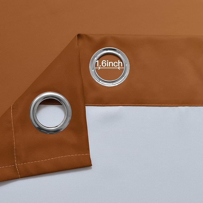 Yakamok Ombre Curtains Burnt Orange and Greyish White - Image 5