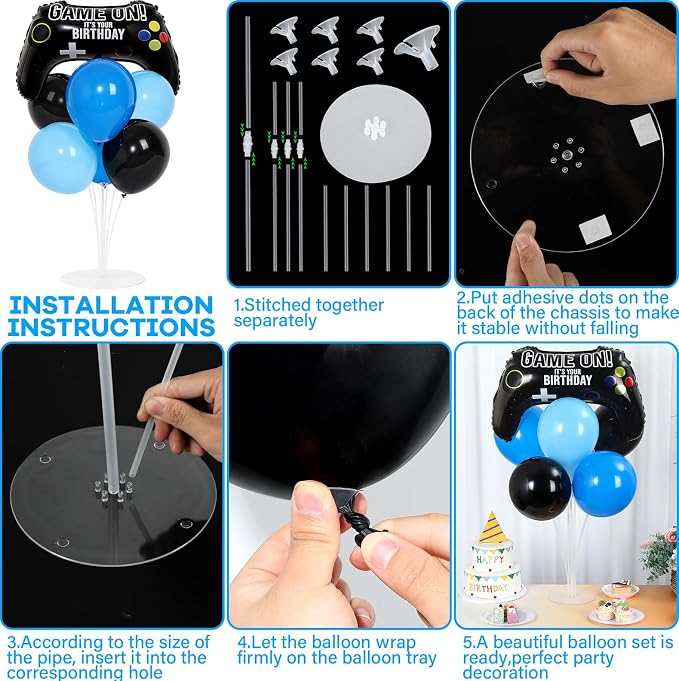 4 Sets Video Game Birthday Party Balloons Stand Kit - Image 3