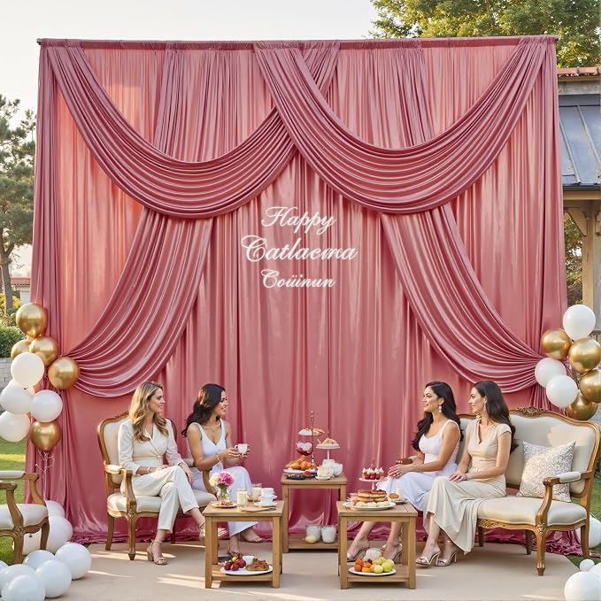 gogoparti 10x10FT Rose Gold Sequin Backdrop Curtain - Image 2