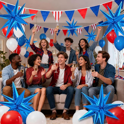 Blue Balloons Foil Star Ballons Explosion Mylar Baloons Large Spike Balloon - Image 5