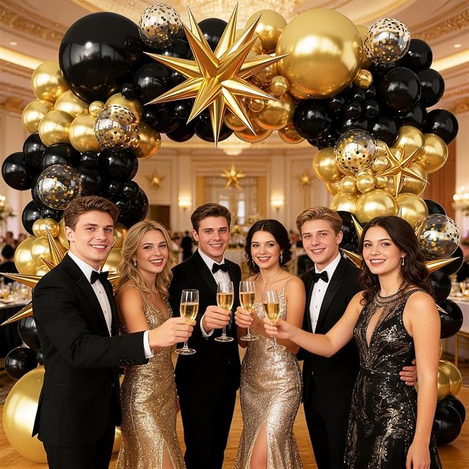 Black and Gold Balloon Garland Arch Kit | Party Decorations - Image 6