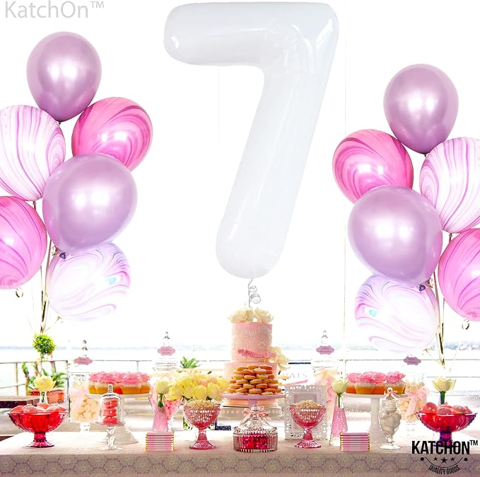 KatchOn White Number 7 Balloon 40 Inch | 7th Birthday Balloon - Image 6