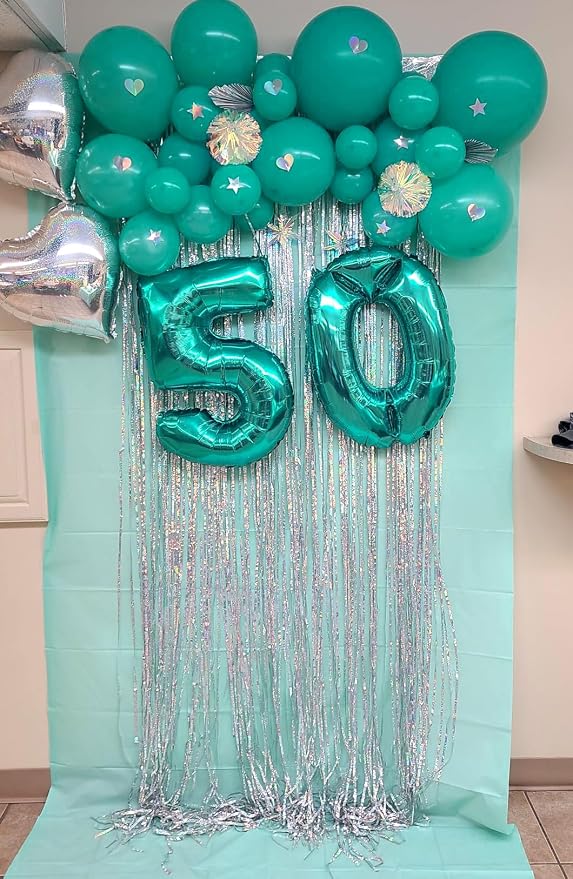 5 Balloon Numbers Party Decorations, 40In Blue-green Balloons - Image 3
