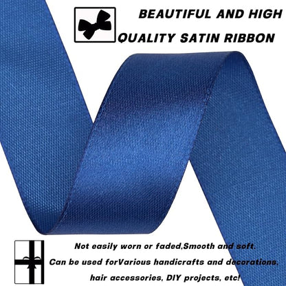 7/8 Inch 60 Yards Deep Blue Satin Craft Ribbon-Single Face Polyester Ribbon - Image 3