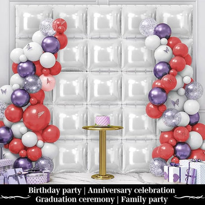 White Square Foil Balloons 25 Pcs Metallic White Balloons Wall Backdrop - Image 5