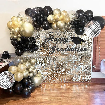 Black and Gold Balloons Garland Arch Kit, 18 12 10 5 Inch Black Metallic Gold - Image 8