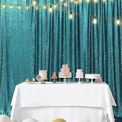 Eternal Beauty Teal 3mm Sequin Backdrop 8x10 Ft - Image 2