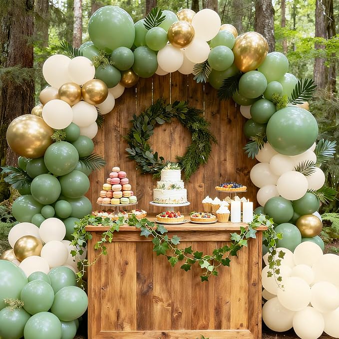 RUBFAC Sage Green Balloons, Baby Shower, Eucalyptus Party Decorations - Image 5