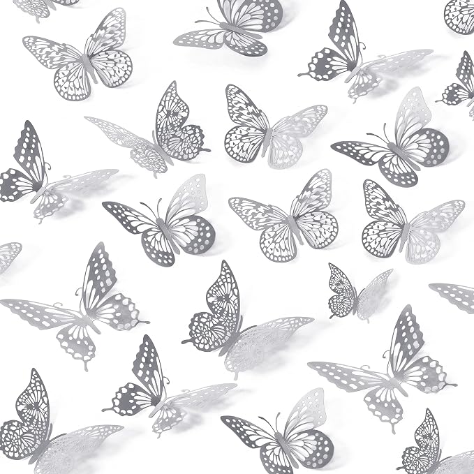 SAOROPEB 3D Butterfly Wall Decor, Removable Metallic Wall Sticker Room Mural by SAOROPEB