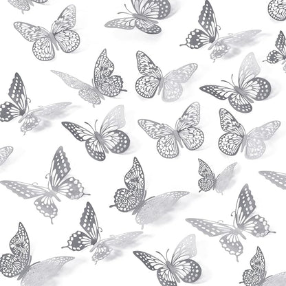 SAOROPEB 3D Butterfly Wall Decor, Removable Metallic Wall Sticker Room Mural by SAOROPEB