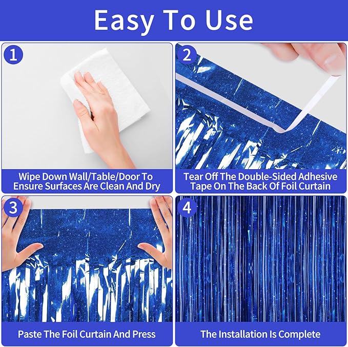 Picoway 4 Pack Foil Fringe Tinsel Backdrop Curtains, Birthday Engagement - Image 5