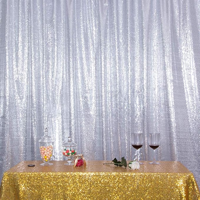 SquarePie 4x8ft Silver Sequin Backdrop, High Density Non-Transparent Glitter - Image 9