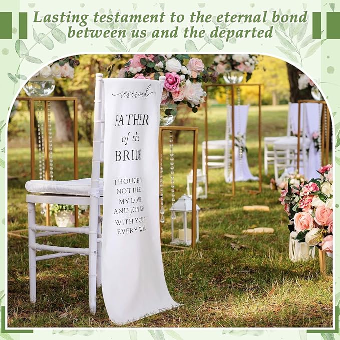 HunnmingRe Father of the Bride Wedding Memorial Reserved Chair Sign Banner in - Image 5
