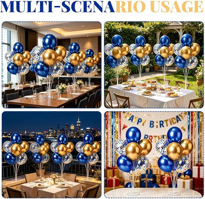 6 Set Navy Blue Gold Balloons Stand Kit - Image 8