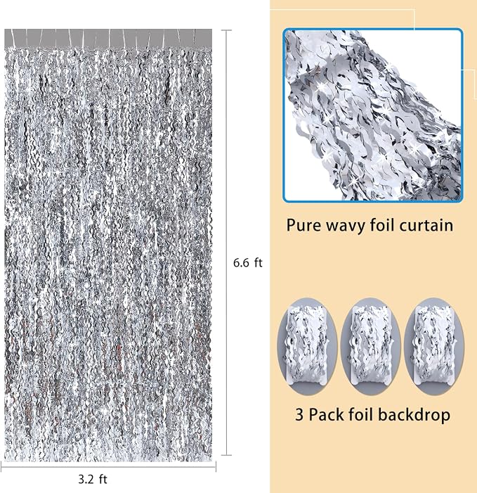 3 Pack Wave Silver Tinsel Curtain - Image 3