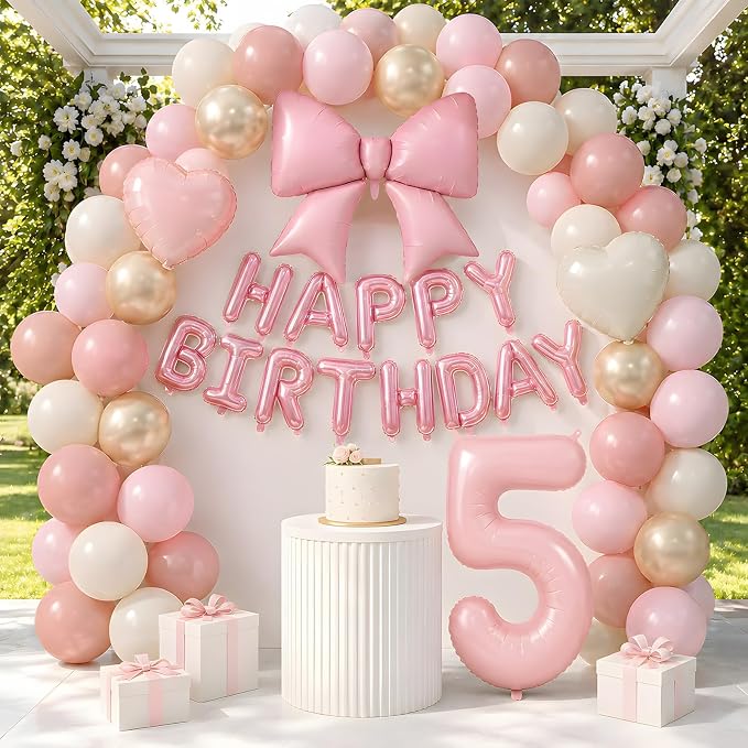 Dusty Pink Number 5 Balloon, 5th Birthday Decorations - Image 6