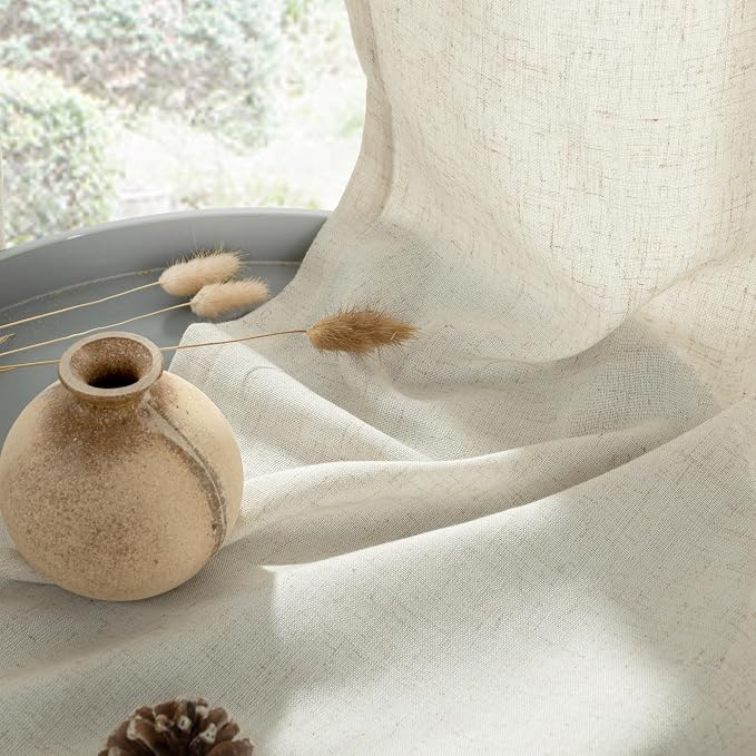 YoungsTex Natural Linen Curtains 90 Inches Long 2 Panels - Image 8