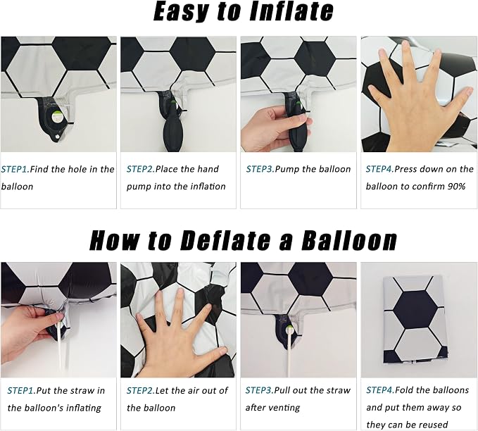 Black White Soccer Number 1 Balloon 1nd Birthday Decoration 40in 1 Balloon | - Image 3