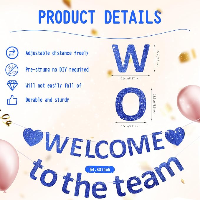 Pre-Strung Glitter Welcome to the Team Banner Welcome Banner Welcome Decorations - Image 3