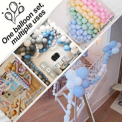 100PCS Blue and White Link Balloons, Baby Light Blue White Linking Balloons - Image 3