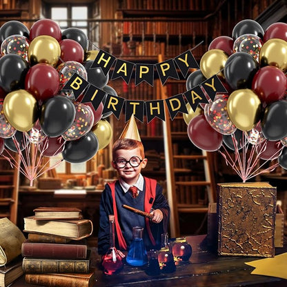 60pcs 12inch Black Burgundy and Gold Balloons, - Image 4