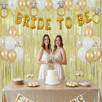 BRAVESHINE Tinsel Fringe Backdrop Gold Party Decorations 2 Pack | 3.2x8.2ft - Image 6