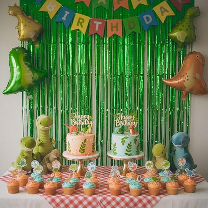Matte Green Foil Fringe Curtain Backdrop Party Decorations 2PCS | 6.6×3.3 ft - Image 7