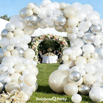 RainbowQ 165 Pcs Double Stuffed Pearl White Balloons Arch Different Sizes | - Image 7