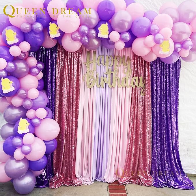 Purple Sequin Backdrop 2 Panels 2FTx8FT Glitter Halloween Party Backdrop | - Image 2