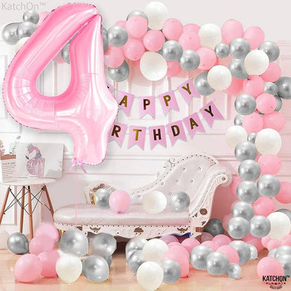 KatchOn, 4th Birthday Decorations Girl | Light Pink 4 Balloon Number, 4th - Image 3