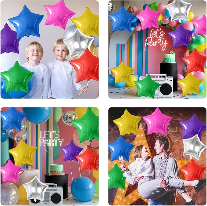 Biapian Colorful Star Foil Balloons, 18 Inch Multicolor Stars Balloons Aluminum - Image 7