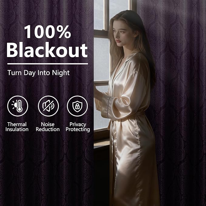 DWCN 100% Blackout Curtains for Bedroom 63 Inch Long - Image 3
