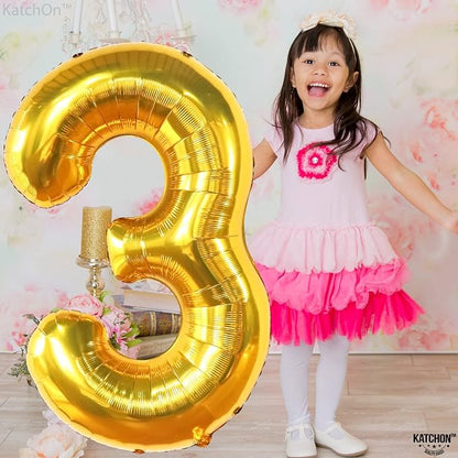 KatchOn Gold Number 3 Balloon 40 Inch, Birthday Decorations - Image 5