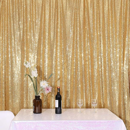 PartyDelight Gold Sequin Backdrop 6x7ft Sparkly Photo Curtain | 4 Inch Rod - Image 7