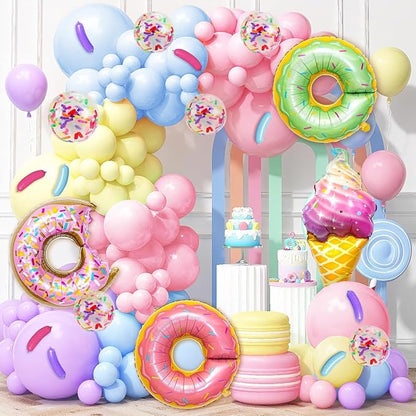 Pastel Donut Balloon Arch Garland Kit, Tattoo - Image 4