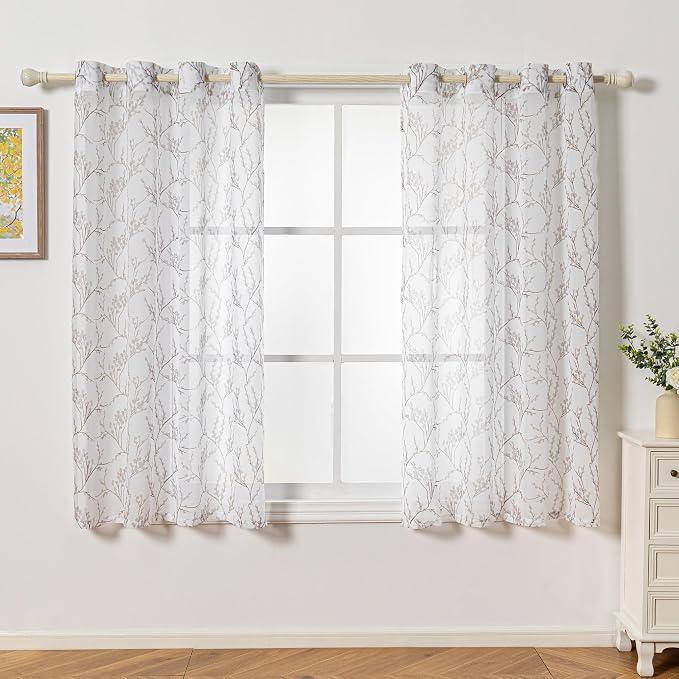 MYSKY HOME Brown Sheer Curtains 63 inches Long - Image 7