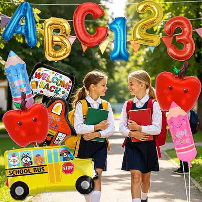Back to School Balloons, Back to School Decorations, ABC 123 Foil Balloons | - Image 4